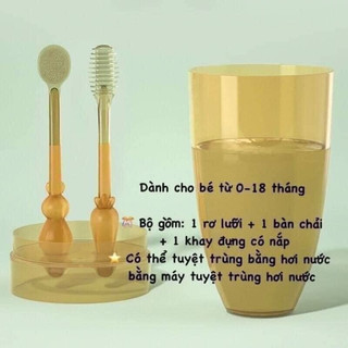 Set dụng cụ tưa lưỡi silicon cho bé 0-24th