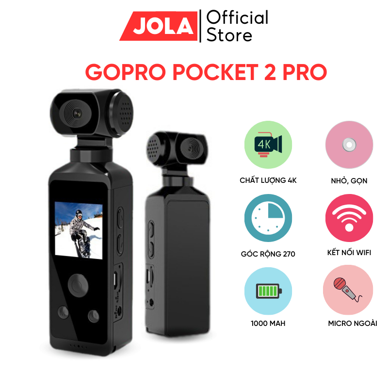 Camera Gopro Pocket 4K thể thao, đa dạng chức năng, máy ảnh mini cảm biến chất lượng cao Jola