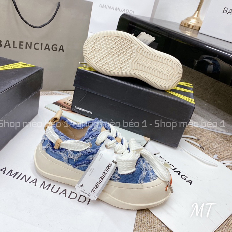 Giày thể thao demin smile republic tem dài fullbox