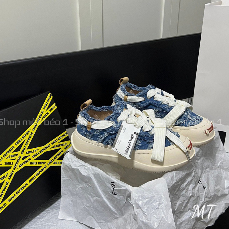 Giày thể thao demin smile republic tem dài fullbox