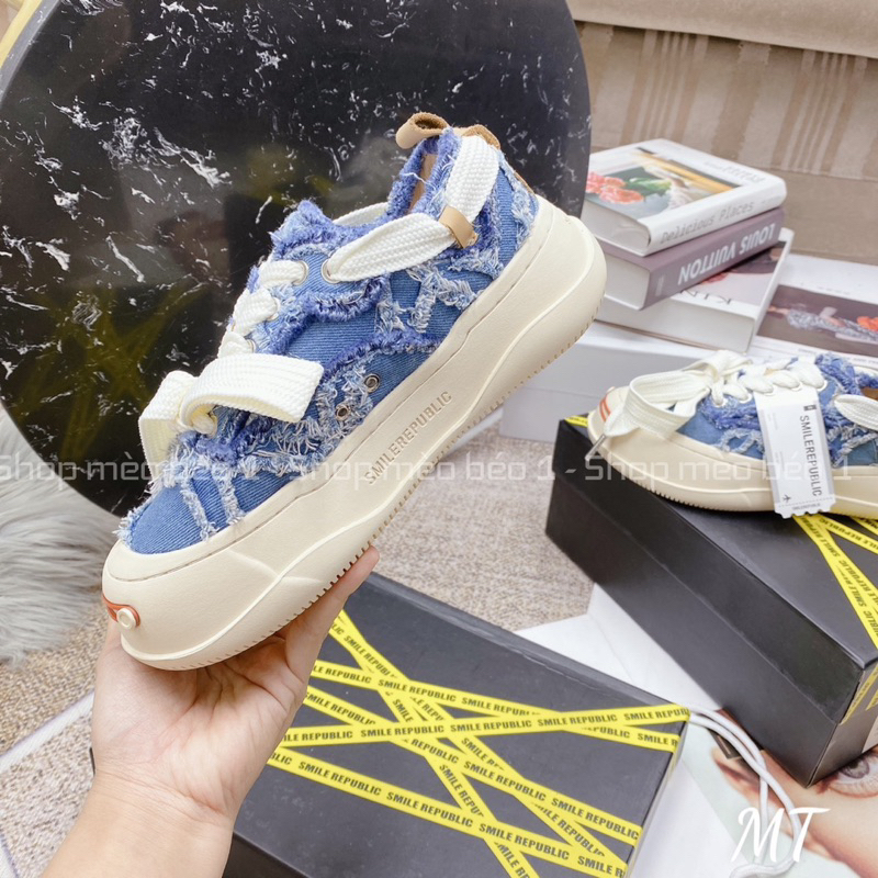 Giày thể thao demin smile republic tem dài fullbox