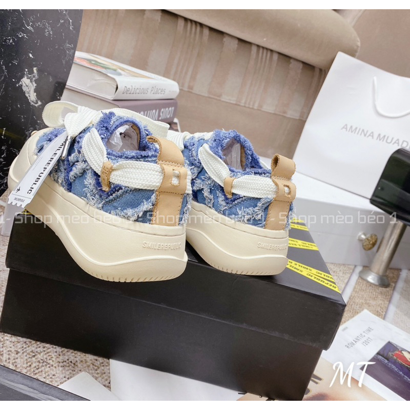 Giày thể thao demin smile republic tem dài fullbox