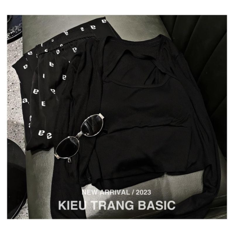 SET 3 MÓN ÁO QUÂY ĐEN KÈM QUẦN XUÔNG CHỮ A