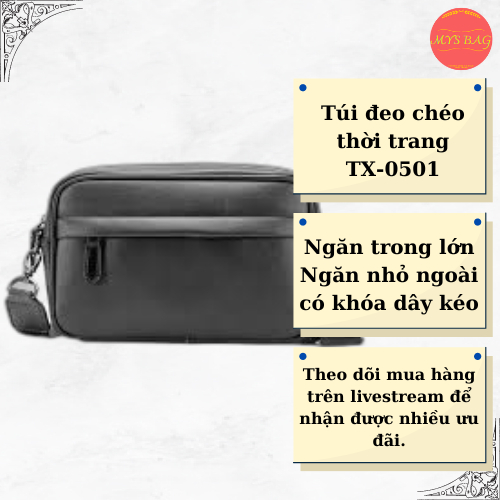 Túi Đưa Thư Đeo Chéo Thời Trang Cho Nam Đeo Vai Thiết Kế Cho Nam Du Lịch Bằng Da PU TX-0501 và TX-0505