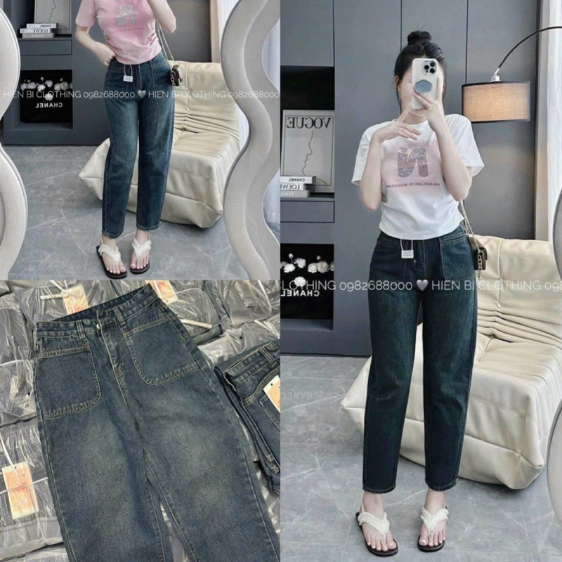 Quần jeans baggy tomboy denim cạp cao #9001