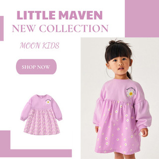 Váy bé gái Little Maven váy nỉ bé gái tím hoa cúc cho bé 10-30kg DKC38