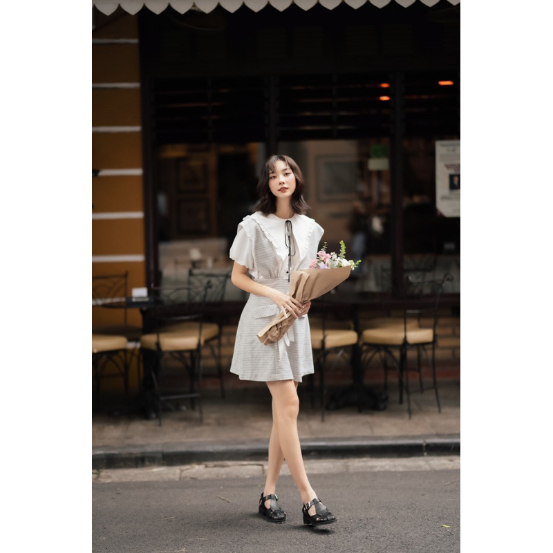 Váy yếm mix tweed túi nắp dáng xòe MADELEN