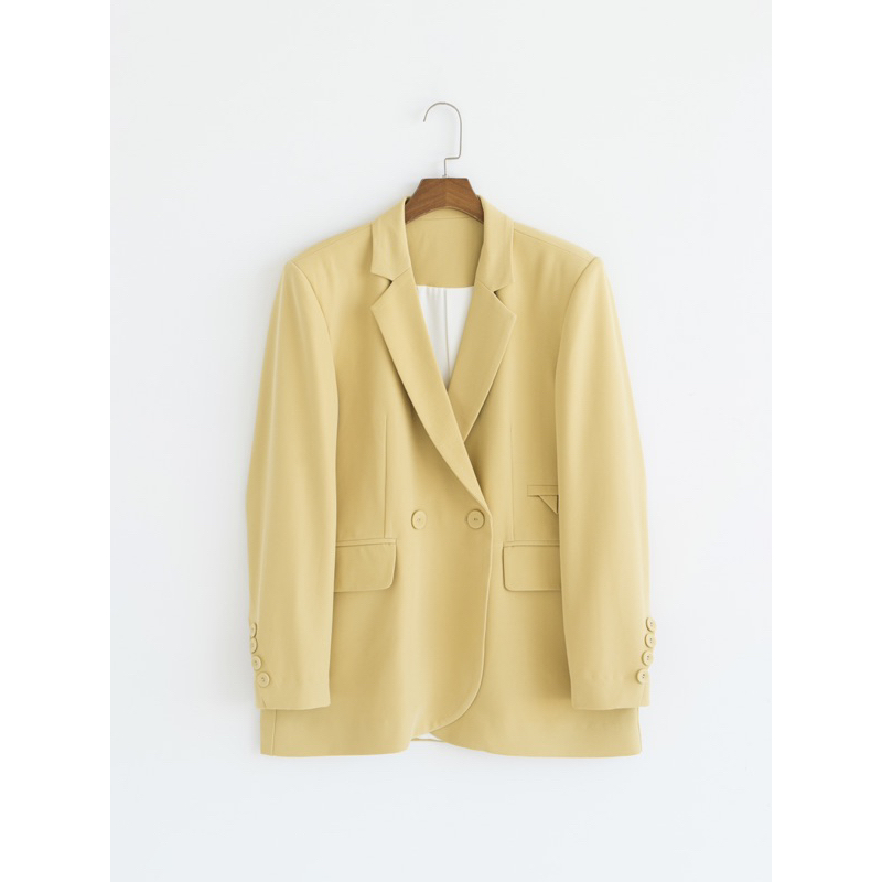 Set loose autumn blazer và culotte trouser gardenia yellow MADELEN