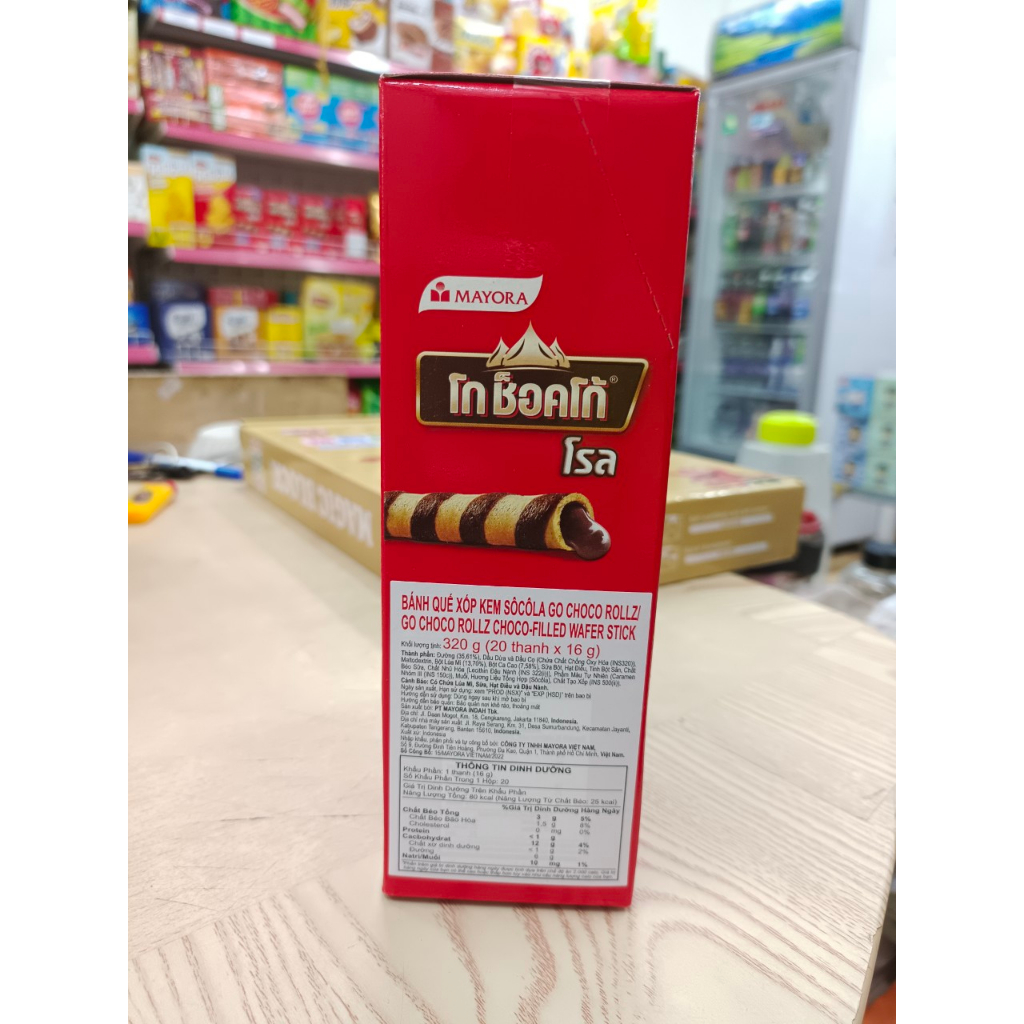 Bánh ống quế Socola Go Choco Rollz- hộp 20 thanh