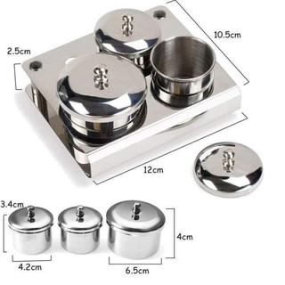 Hộp Bộ 3 Inox Đựng Lưu Huỳnh và hộp không 24 ô đựng bột đắp móng