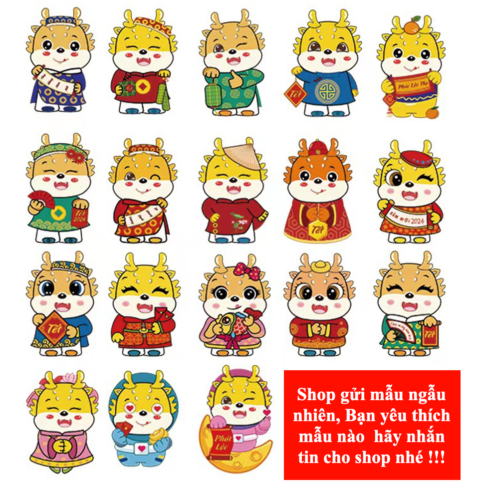 Bao Lì Xì Chibi Chipi - 1 Bao Lì Xì Hoạt Hình Tết GIÁP THÌN 2024 Con Rồng Dễ Thương Phản Quang Lấp Lánh Giá Sỉ
