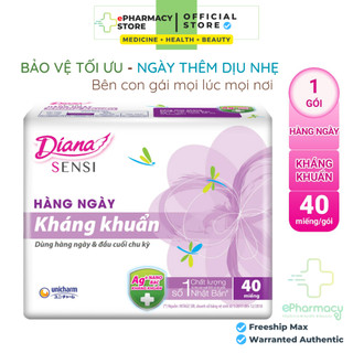 BVS Diana Sensi - Băng Vệ Sinh Diana Sensi Hàng Ngày Kháng Khuẩn 40 Miếng/Gói