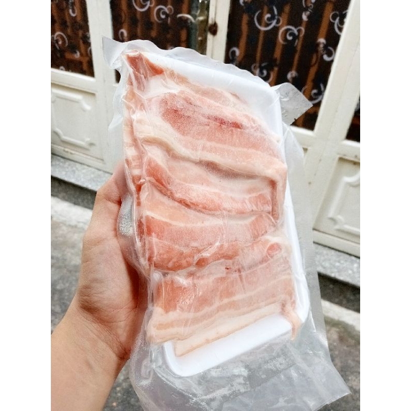 Ba chỉ heo cắt lát dày 5mm, thích hợp để nướng,khay 500g