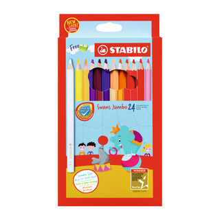 Combo bút chì sáp màu stabilo swans jumbo 24 màu
