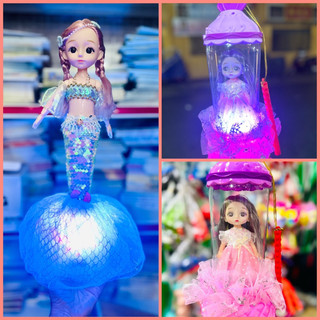 Lồng đèn nàng tiên cá/búp bê chibi xoay tròn trong lồng kín có nhạc đèn di chuyển được