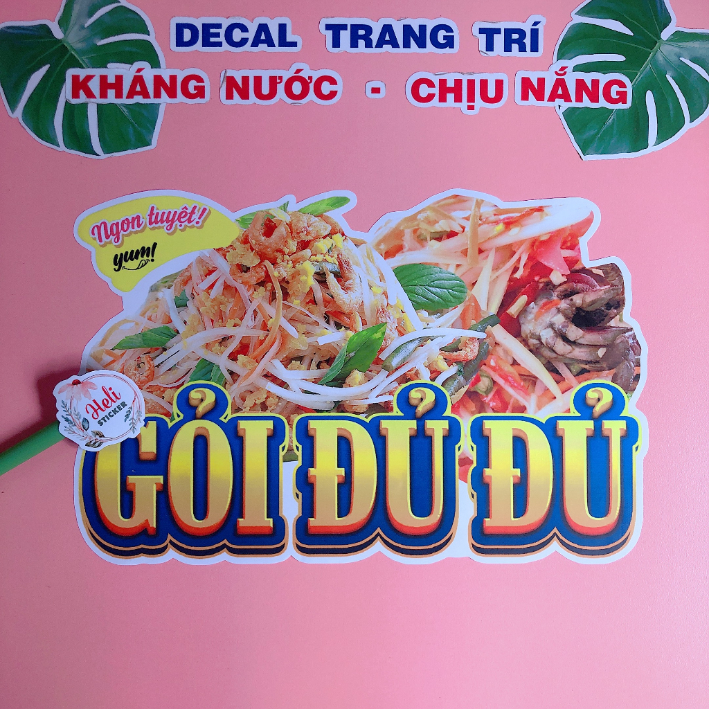Decal Trang Trí GỎI ĐU ĐỦ Loại 1 ✨ Hình Dán Decor Quán Ăn Vặt, Trà Sữa - Sticker Kháng Nước, Chịu Nắng, Cắt Sẵn.