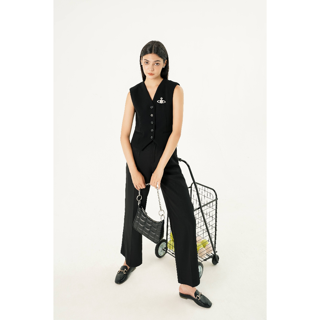 Áo kiểu gile Onetone không tay phối cúc Maiko