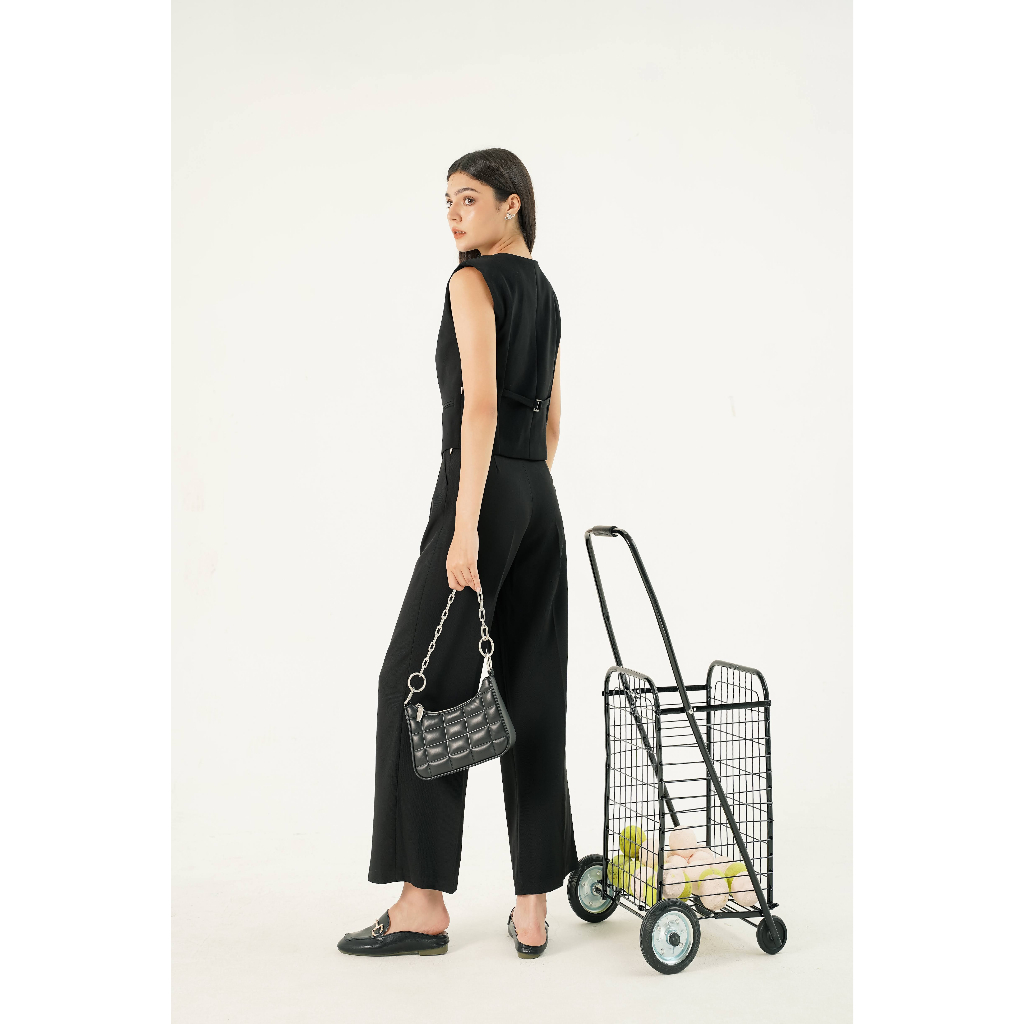 Áo kiểu gile Onetone không tay phối cúc Maiko