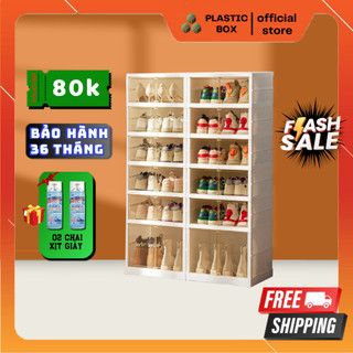 Tủ giày gấp gọn PLASTIC BOX 24 đôi 9104-5-1g chất liệu nhựa ABS cao cấp có bánh xe, Kệ giày, Hộp giày đa năng tiện lợi