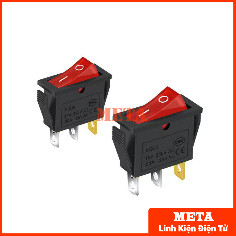 Công tắc bập bênh 15A/250V 3 chân có đèn báo - Công tắc KCD3 kích thước 30x14mm