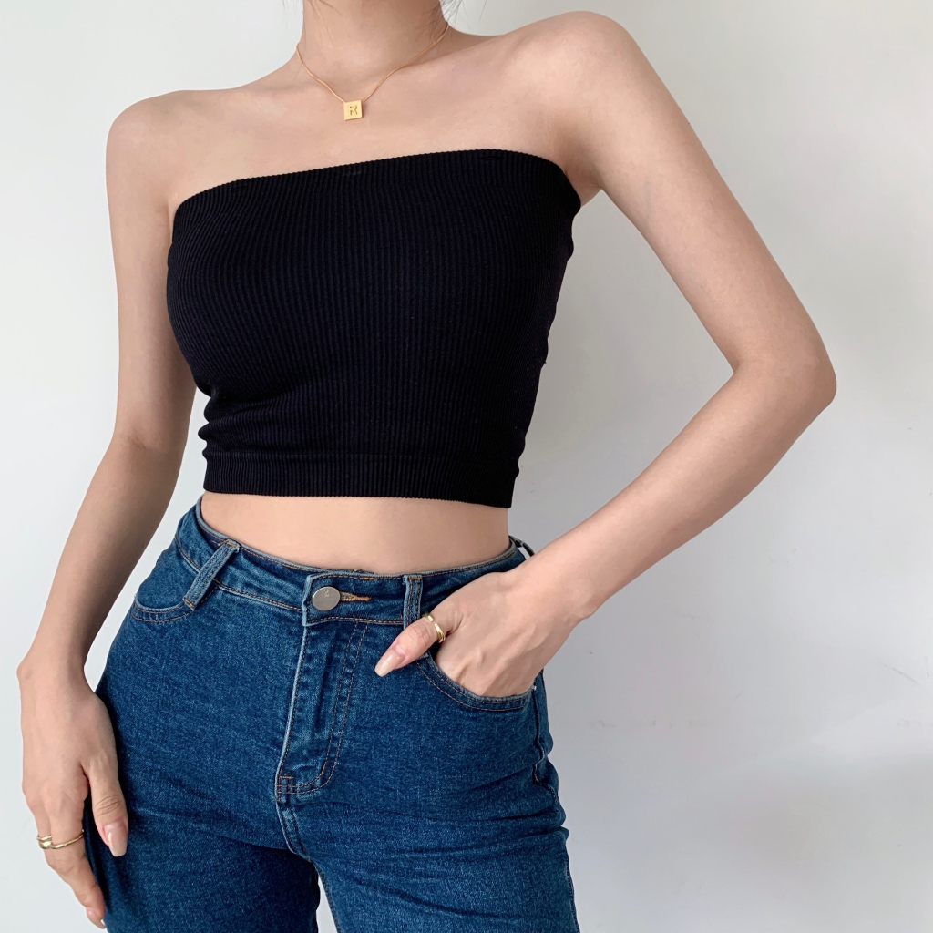 Áo Bra 2 dây len tâm có mút ngực dây tháo rời - Áo Ống 2 dây