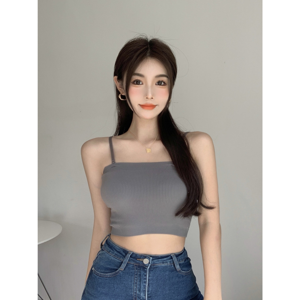 Áo Bra 2 dây len tâm có mút ngực dây tháo rời - Áo Ống 2 dây