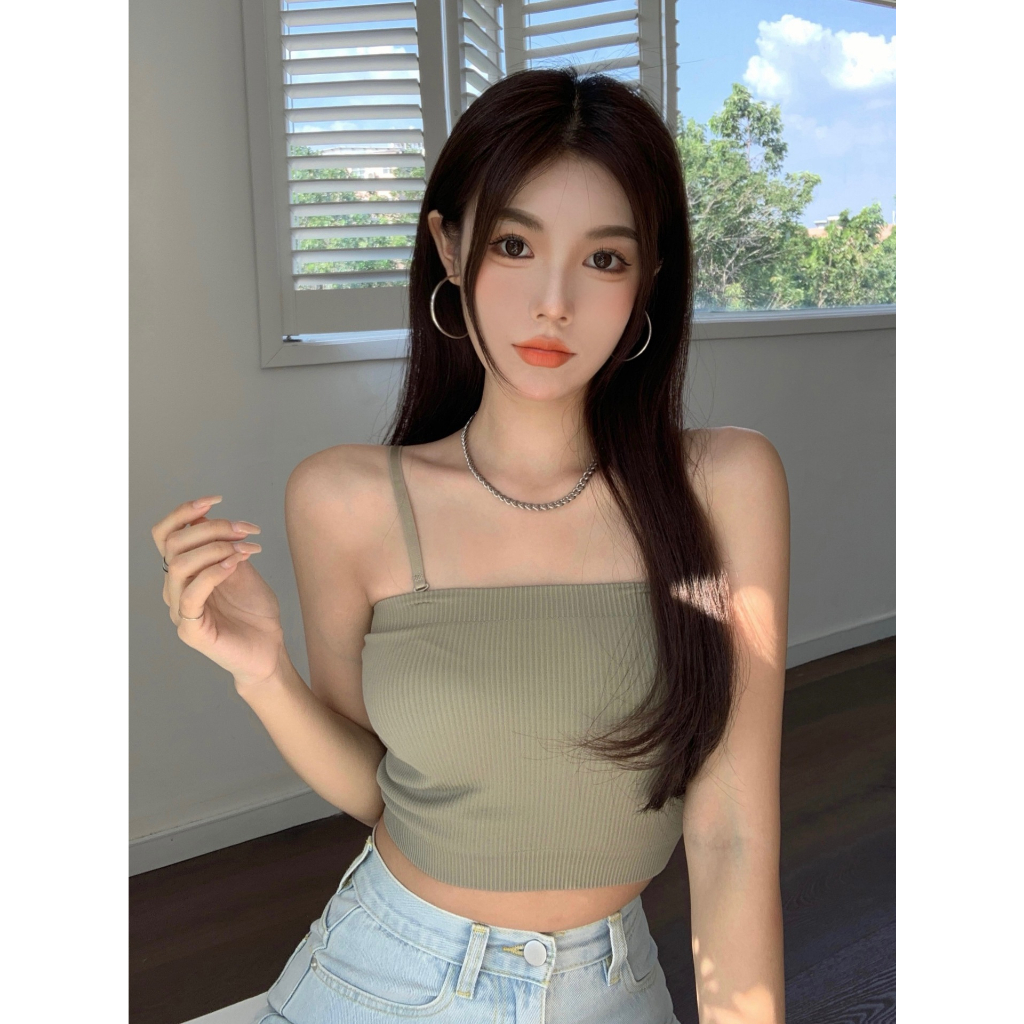 Áo Bra 2 dây len tâm có mút ngực dây tháo rời - Áo Ống 2 dây