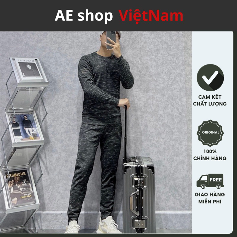 [Hàng cao cấp] Bộ thể thao adidas nam cổ tròn AE SHOP VN2398, set quần áo chất nỉ mềm mịn logo in ch