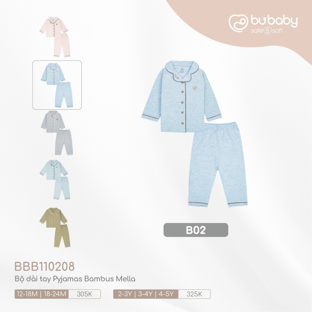 Bu baby - Bộ dài tay Pyjamas Bambus Mella BBB110208