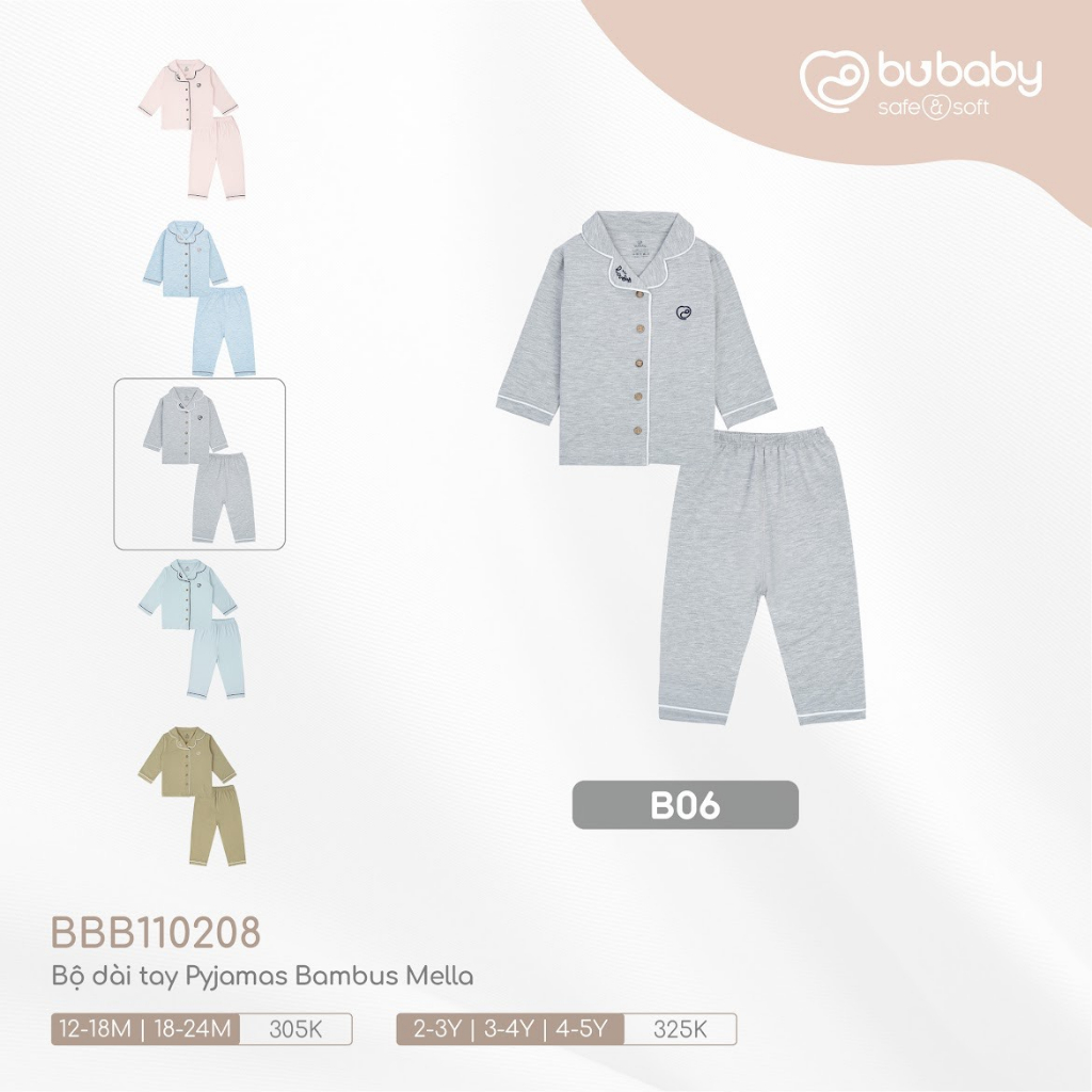 Bu baby - Bộ dài tay Pyjamas Bambus Mella BBB110208