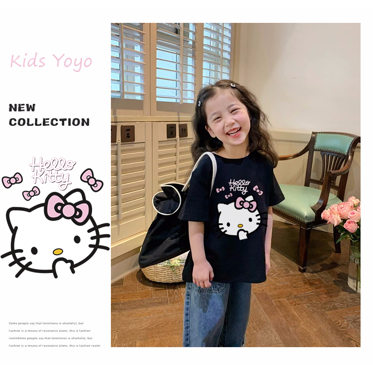 áo thun bé gái Kids YoYo áo ngắn tay chất cotton mềm mịn thoáng mát hello kitty Trang chủ 2-12 tuổi T0032