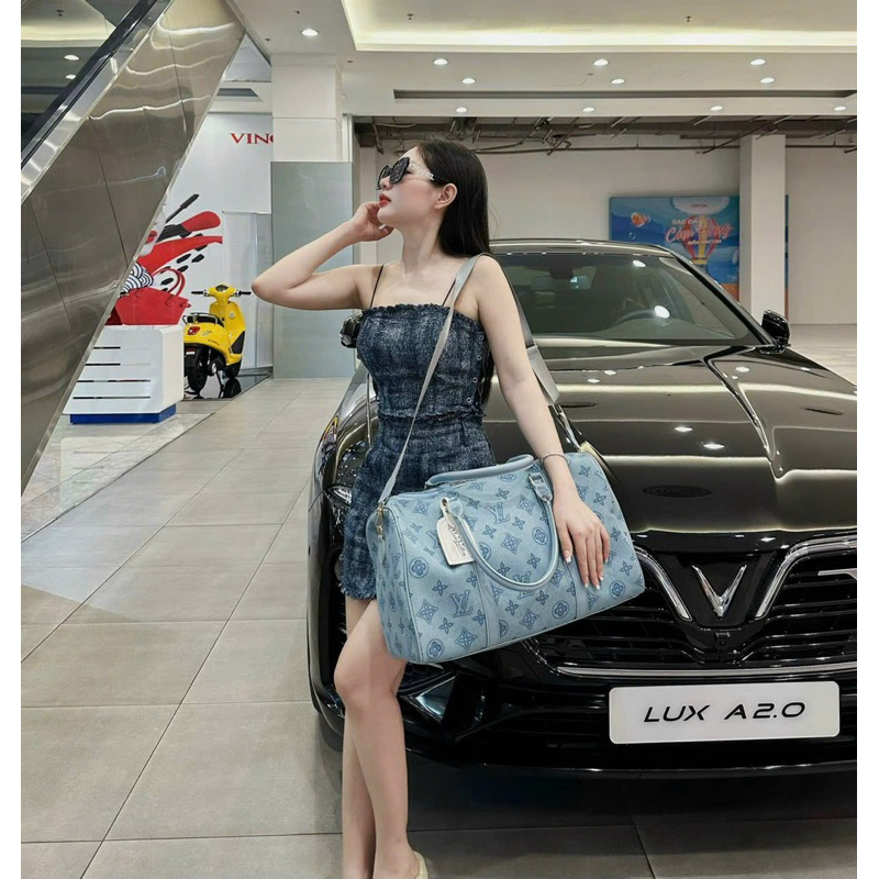 Túi du lịch vải hoa xanh L\/ siêu xinh