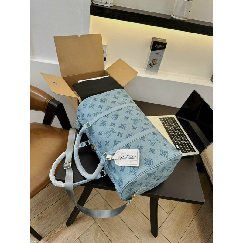 Túi du lịch vải hoa xanh L\/ siêu xinh