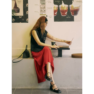 Váy lụa suông đỏ dài SY STORE