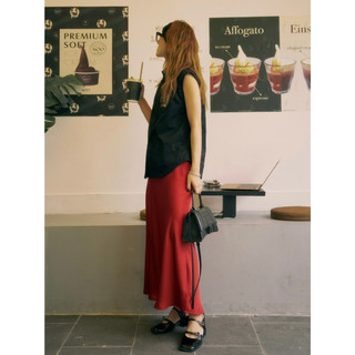 Váy lụa suông đỏ dài SY STORE