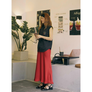 Váy lụa suông đỏ dài SY STORE