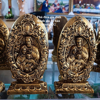 Tượng phù điêu công giáo để bàn Thánh gia Chúa thương xót Thánh Giuse Mẹ bế Chúa chất liệu composi