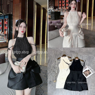 Váy đầm yếm, cổ yếm cúp ngực, chân váy tafta phối ren, váy 2 dây dự tiệc, dự kiện sang chảnh thiết kế cao cấp 018