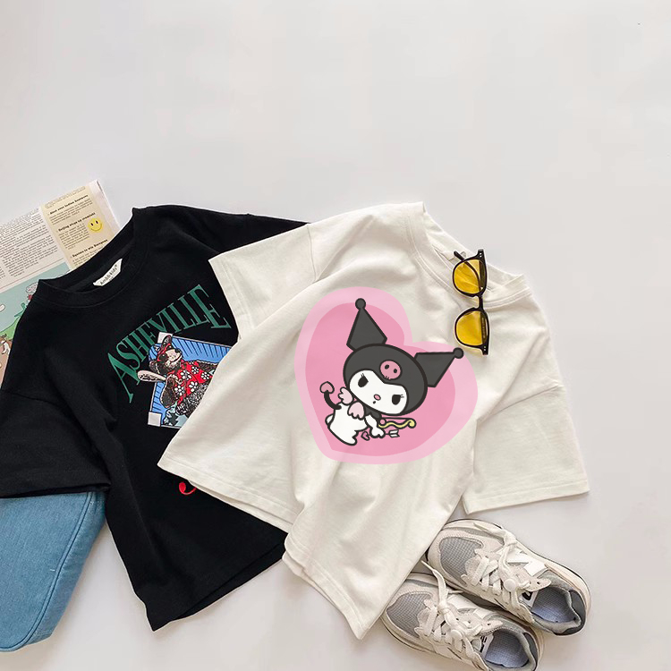 Áo thun bé gái Kids YoYo áo ngắn tay chất cotton mềm mịn thoáng mát kuromi Trang chủ 3-12 tuổi T0033