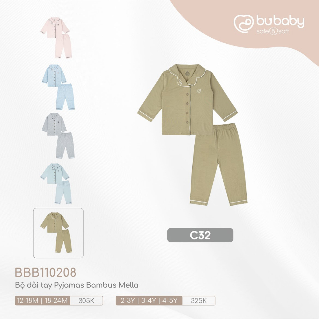 Bu baby - Bộ dài tay Pyjamas Bambus Mella BBB110208