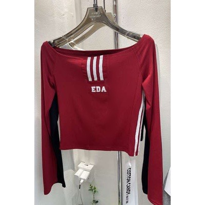 Áo Thun Croptop Trễ Vai Tay dài thêu sọc, Áo Thun Nữ Dài Tay Lệch Vai Thời Trang  1y