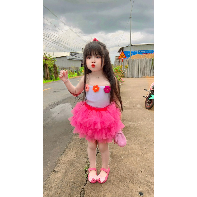 Sét chân váy + áo 2 dây bé gái