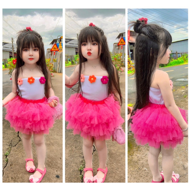 Sét chân váy + áo 2 dây bé gái