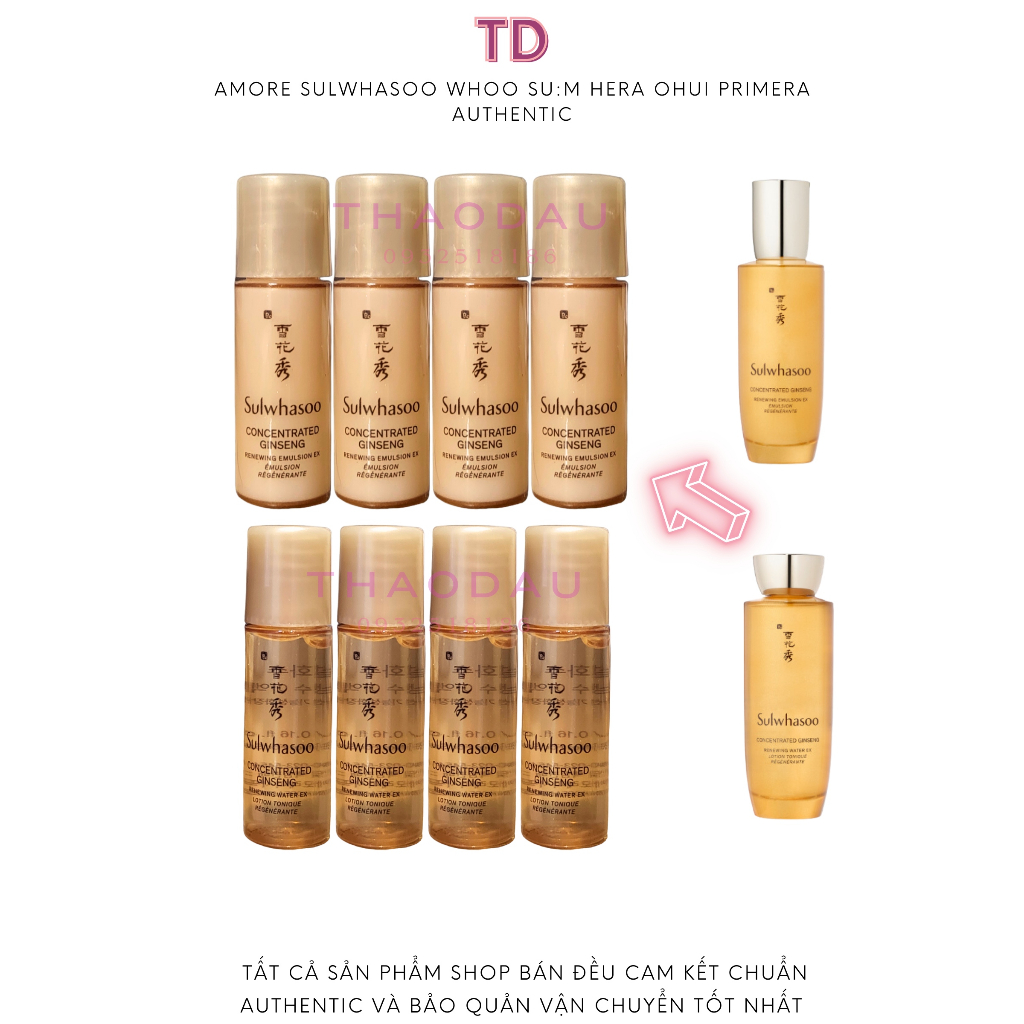Sulwhasoo nước hoa hồng sữa dưỡng nhân sâm chống lão hóa 5ml concentrated ginseng renewing water emulsion