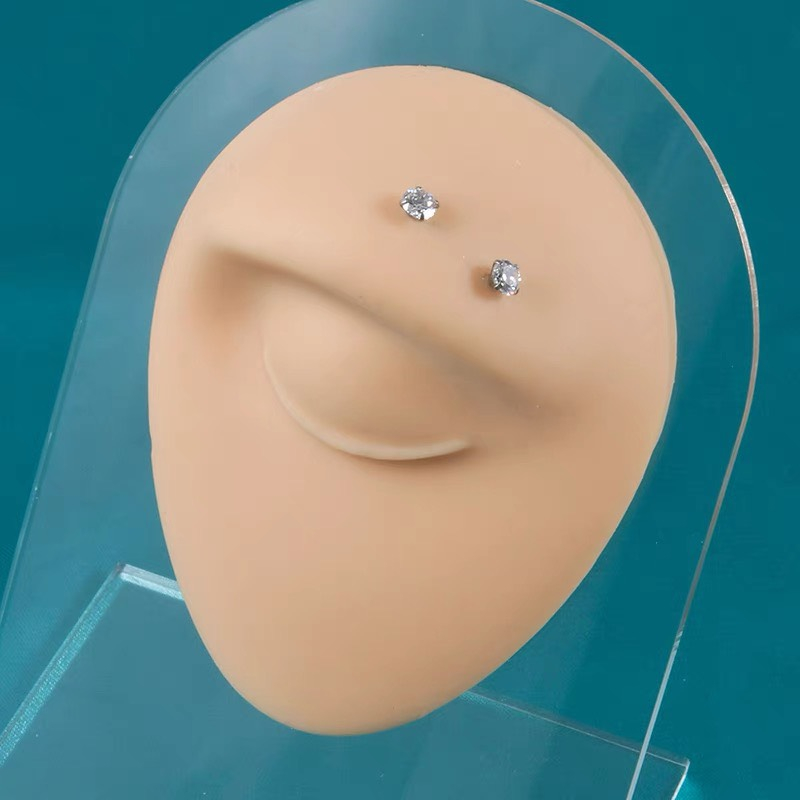 Khuyên titan tai, khuyên mày, khuyên môi 2 đầu đá kim cong