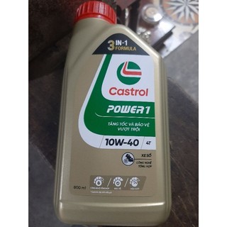 Bình 0.8l dầu nhớt xe máy xe số castrol power1 10w40 800ml