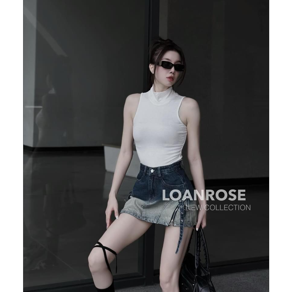 Chân váy mini denim jeans họa tiết khóa kéo và dây đai phong cách RETRO ULZZANG QCL1 LuciK Shop 1172 CV0033