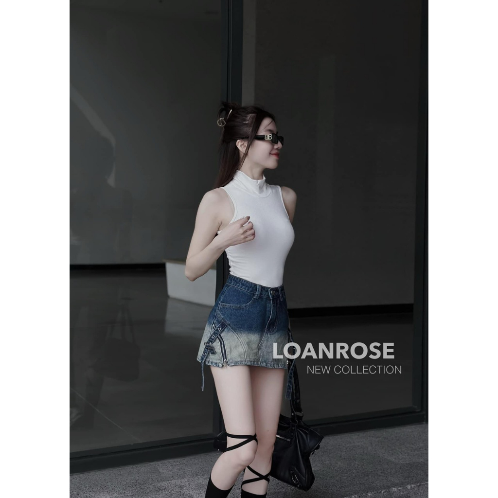 Chân váy mini denim jeans họa tiết khóa kéo và dây đai phong cách RETRO ULZZANG QCL1 LuciK Shop 1172 CV0033