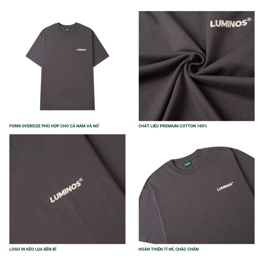 Áo Phông Oversize Luminos Standard 100% PREMIUM COTTON - Áo Phông Trơn Dáng Rộng Unisex - Brand Luminos