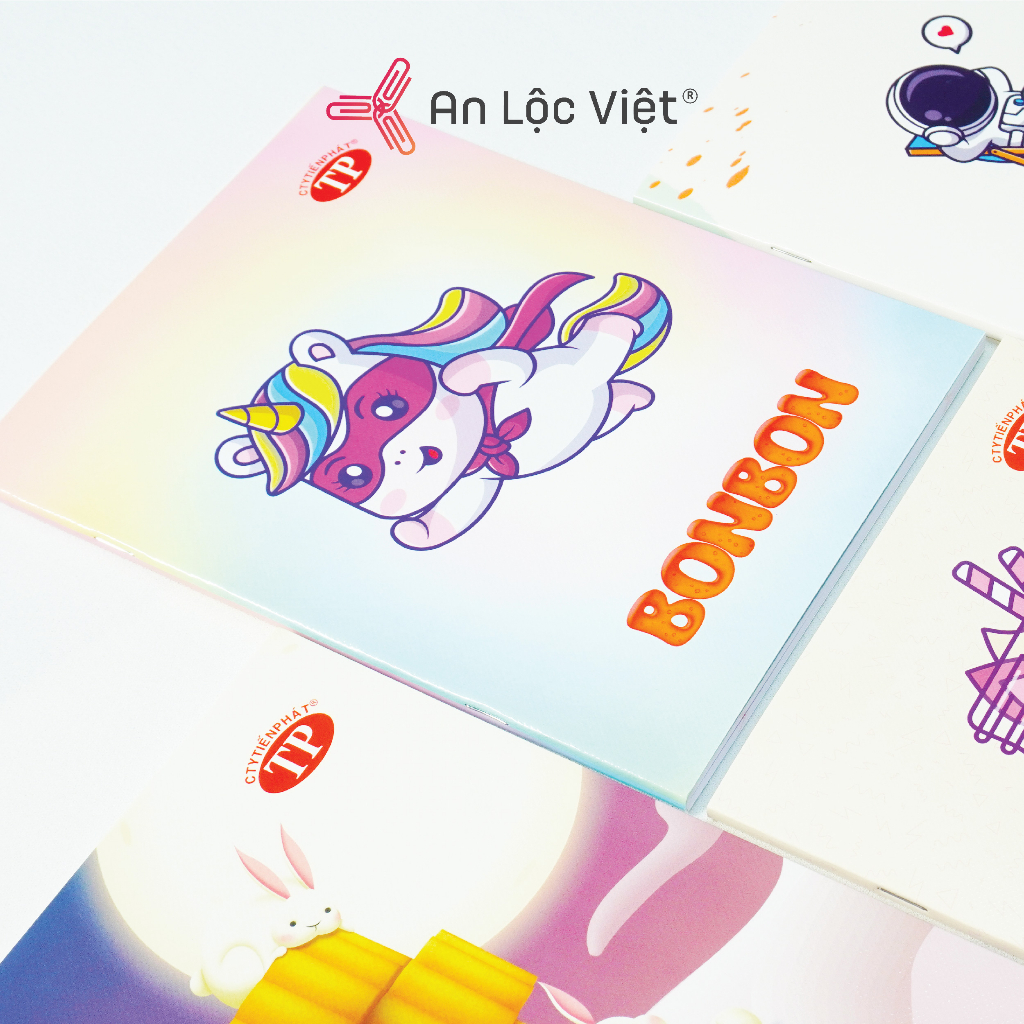 Tập 4 ô ly 96 trang Bon Bon 80gsm, dòng tập vở học sinh cao cấp viết không lem